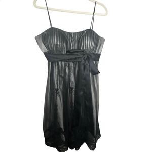 SL Fashions Black & Silver Babydoll Sheer Lace Cocktail Dress | Size 14